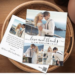 予算の愛と感謝してい3写真の結婚ありがとう ポストカード<br><div class="desc">バジエレガントュ手スタイリッシュ文字「愛と感謝していScript 3 Photo Collage's Thank 結婚 You postages.ミニマ結婚リストのサンキューカードテンプレートは、前面に3枚、背面に1枚の写真を掲載。文字「愛と」を手でレタ感謝していーされたタイポグラフィやタイポグラフィのスクリプトのフォントに入れて混ぜ合わせ、白い背景に黒で入れる。名前と日付の間の小さな愛のハート。簡単を追加する名前をカスタムすると感謝していメッセージ。おもしし救済まは合わせ品連絡が欲しい！</div>