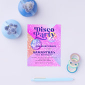 予算の成人誕生日ディスコパーティー紙招待 チラシ (シングル)