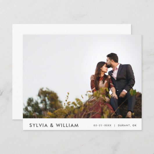 予算の手のレタリング写真の結婚式の日付を保存 (正面/裏面)