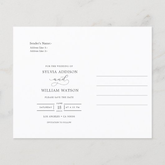 予算の手のレタリング写真の結婚式の日付を保存 (裏面)