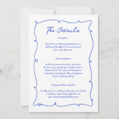 予算の手描き明るい青色結婚すべて 招待状 (裏面)