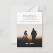 予算の手書き結婚写真サンキューカード ノートカード (裏面)