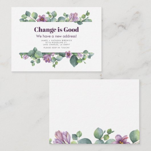 予算の新しいアドレスEucalyptus移動アナウンス ノートカード (正面/裏面)