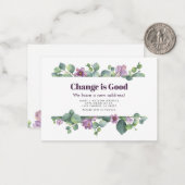 予算の新しいアドレスEucalyptus移動アナウンス ノートカード (正面/裏面インサイチュ)