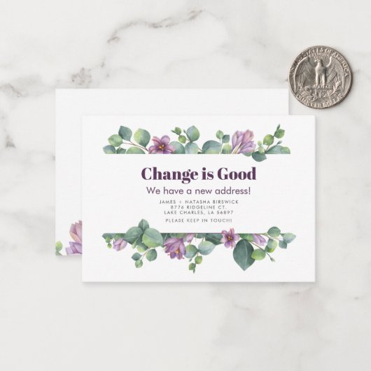 予算の新しいアドレスEucalyptus移動アナウンス ノートカード (正面/裏面インサイチュ)