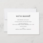 予算の新しいゲストルームレディベッドルームムービング ノートカード (裏面)