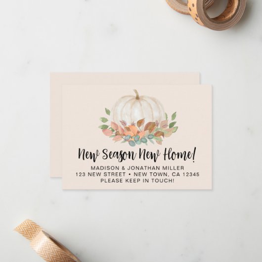 予算の新しいシーズン新しいホームムービングアナウンス ノートカード (正面/裏面インサイチュ)