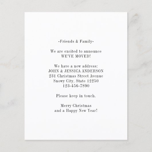 予算の新しいホームホリデーズカーラゲッジムービングカード (裏面)