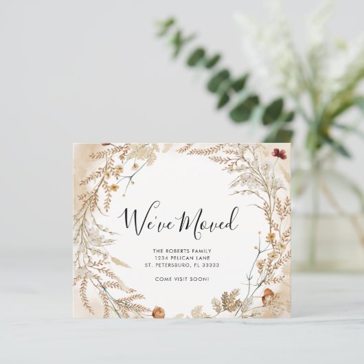 予算の新しいホームワイルドフラワーの葉の移動カード (スタンド正面)