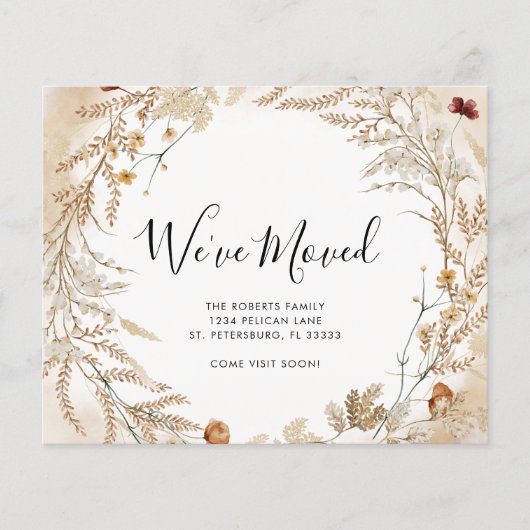 予算の新しいホームワイルドフラワーの葉の移動カード (正面)