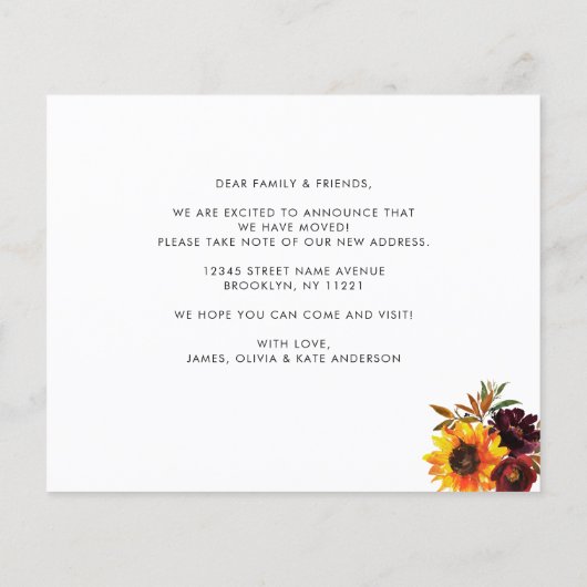 予算の新しいホーム秋秋ひまわり移動 (裏面)