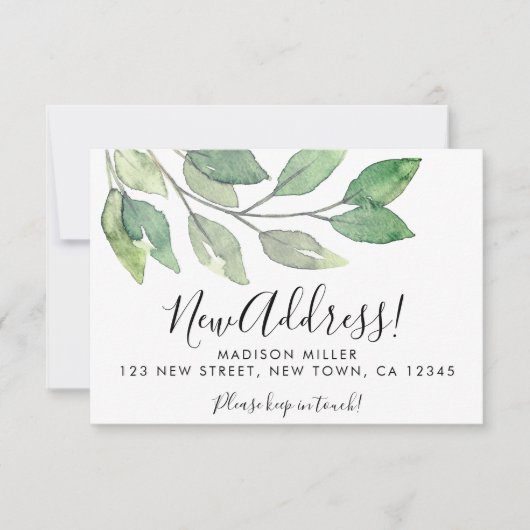 予算の新しい住所の引越し案内ミニカード ノートカード (正面)