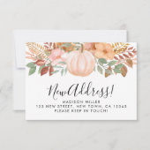 予算の新しい住所カボチャの移動発表 ノートカード (正面)