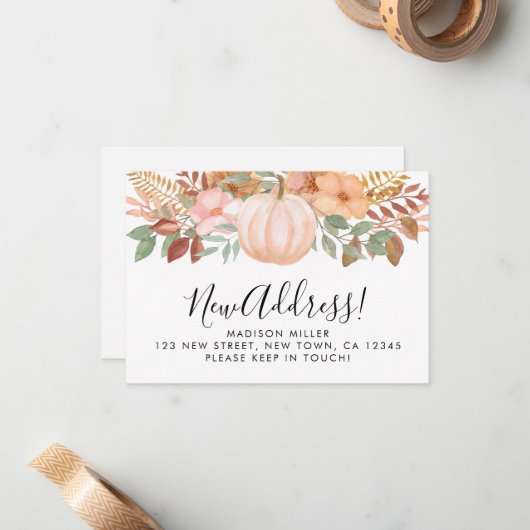 予算の新しい住所カボチャの移動発表 ノートカード (正面/裏面インサイチュ)