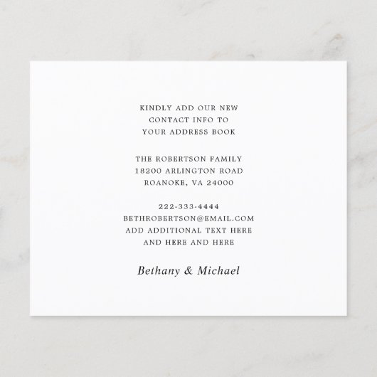 予算の新しい住所モダン書移動カード (裏面)