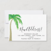 予算の新しい住所Palm Treeの移行のお知らせ ノートカード (正面)