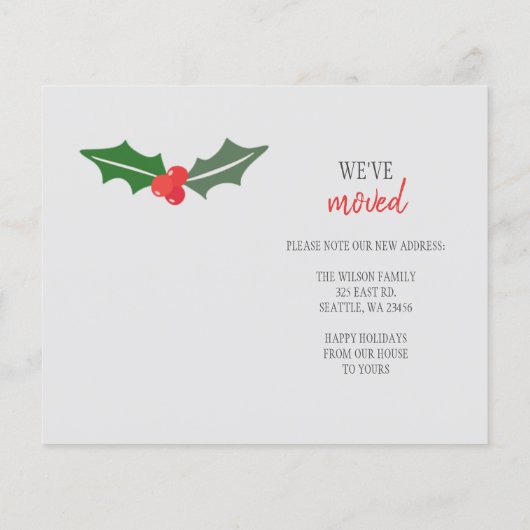 予算の新しい家のための休日の写真の移動カード (裏面)