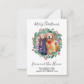 予算の新しい家の緑のクリスマスフォトムービング ノートカード (正面)