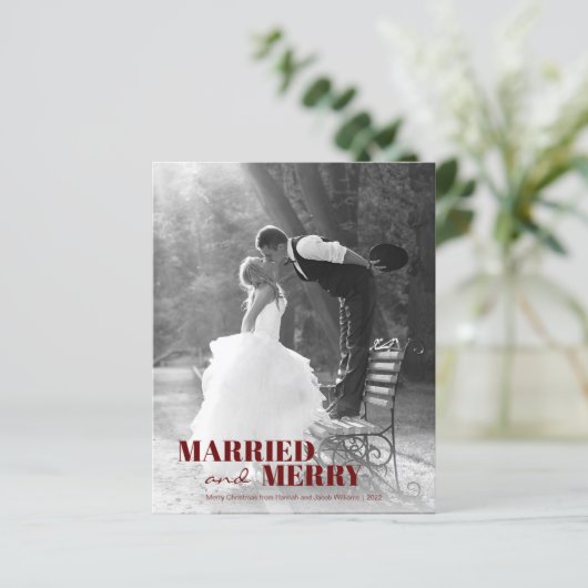 予算の新しい結婚したと明るいクリスマスカード (スタンド正面)