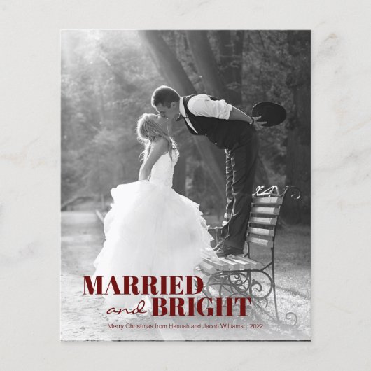 予算の新しい結婚したと明るいクリスマスカード (正面)