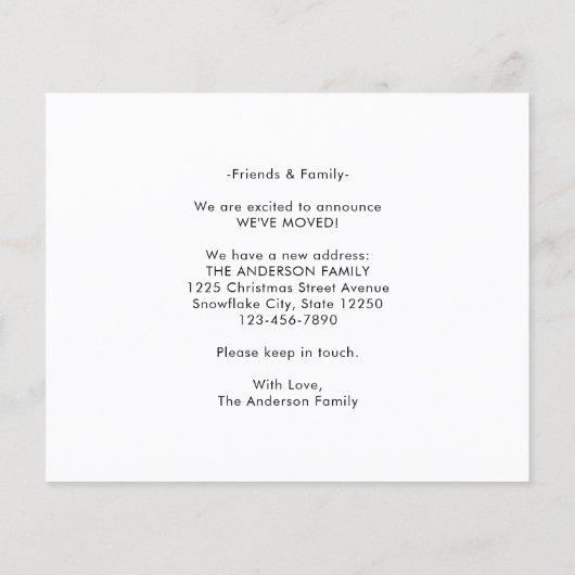 予算の新しい自宅住所の移動3写真の移動カード (裏面)