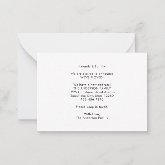 予算の新しい自宅住所の移動3写真の移動カード ノートカード (裏面)