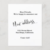 予算の新しい自宅住所、移動中のアナウンスメントカード (裏面)