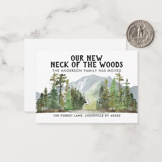 予算の新しい首の森の移動カード ノートカード (正面/裏面インサイチュ)