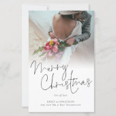 予算の新婚メリークリスマスフォトカード (正面)