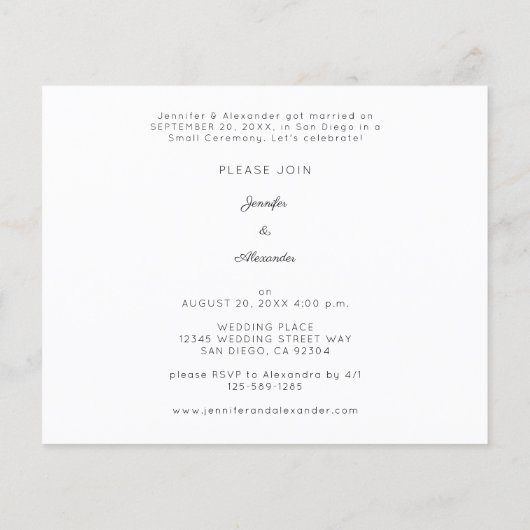 予算の新婚HW 1写真ポスト結婚式レセプション (裏面)