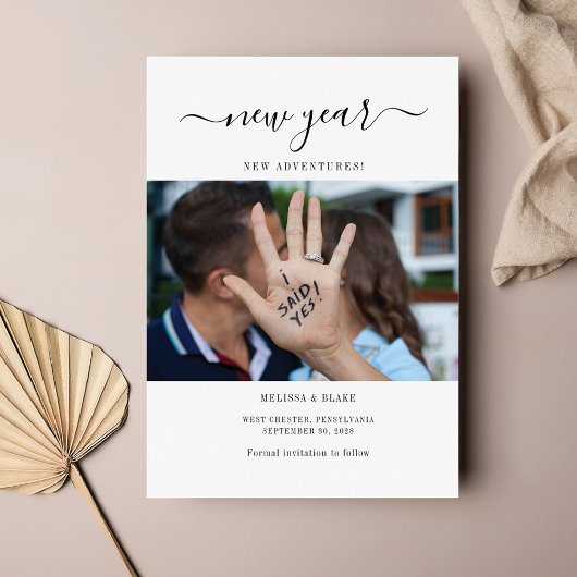 予算の新年の冒険の写真の保存日付