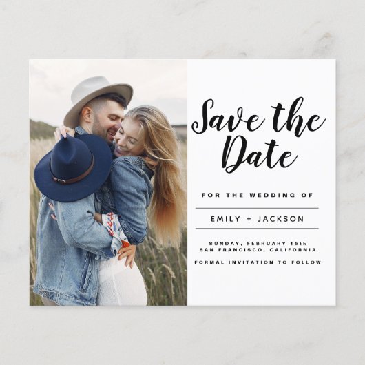 予算の日付のミニマルエレガントリスト写真の保存 (正面)