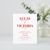 予算の明るい赤い写真QRコード結婚式の招待 (スタンド正面)