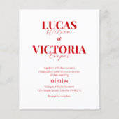 予算の明るい赤い写真QRコード結婚式の招待 (正面)