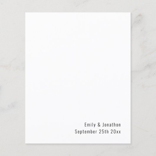 予算の書のミニマル結婚リストのメニュー (裏面)