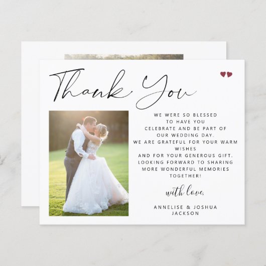 予算の書道のスクリプ結婚ト写真感謝していのあなた (正面/裏面)