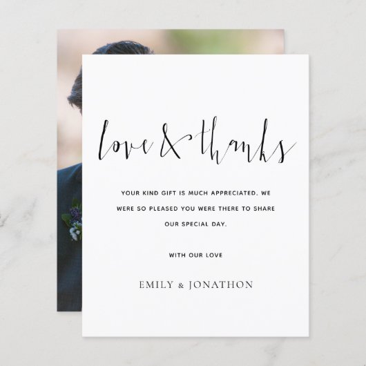 予算の書道の愛感謝していと写真結婚の (正面/裏面)