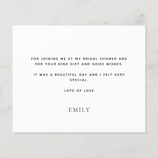 予算の書道の未来のミセス・ブライダルシャワー感謝してい (裏面)