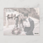 予算の書道の緑の写真結婚の感謝 ポストカード (裏面)