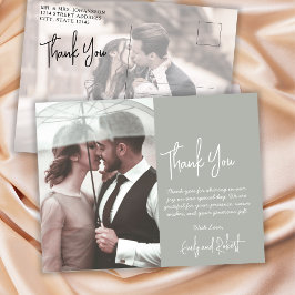 予算の書道の緑の写真結婚の感謝 ポストカード