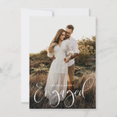 予算の書道スクリプトフォト婚約パーティ 招待状 (正面)