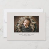 予算の書道スクリプトHelloフォトベビー誕生 案内状 (裏面)