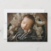 予算の書道スクリプトHelloフォトベビー誕生 案内状 (正面)