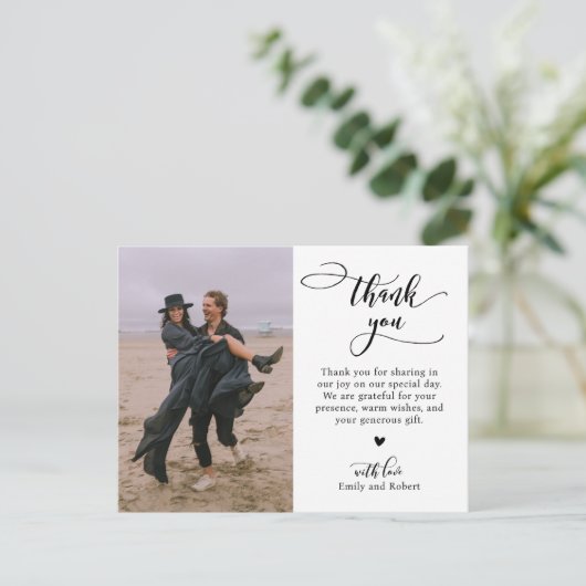 予算の書道台本の写真結婚の感謝 ポストカード (スタンド正面)