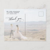 予算の書道台本の写真結婚の感謝 ポストカード (裏面)