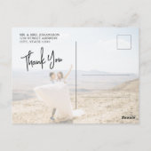 予算の書道台本の写真結婚の感謝 ポストカード (裏面)