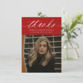 予算の書道2写真赤の卒業 サンキューカード (スタンド正面)