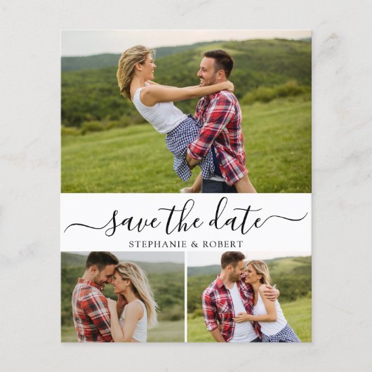 予算の書道3写真コラージュ日付の保存 チラシ (正面)