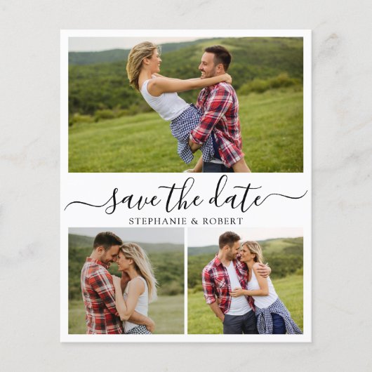 予算の書道3写真コラージュ日付の保存 チラシ (正面)