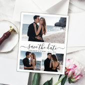 予算の書道3写真コラージュ日付の保存 案内ポストカード